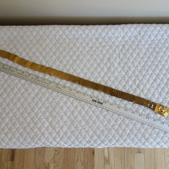 Vtg Gold Tone Metal Reptile Fish Scales Stretch Belt – Wmns - Picture 5 of 5